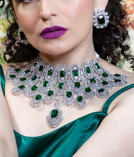 Emerald Green A.D Bridal Necklace