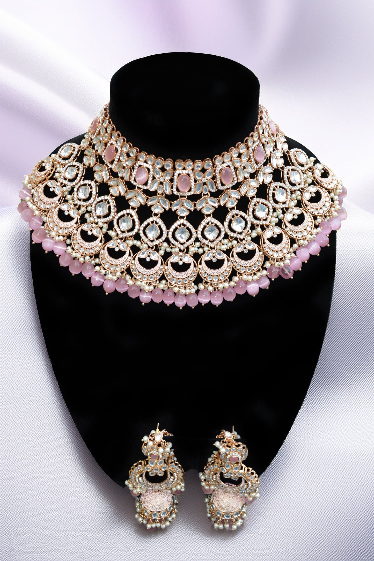 Premium Polki Kundan Pink Bridal Necklace