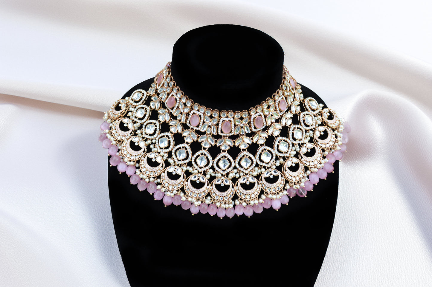 Premium Polki Kundan Pink Bridal Necklace