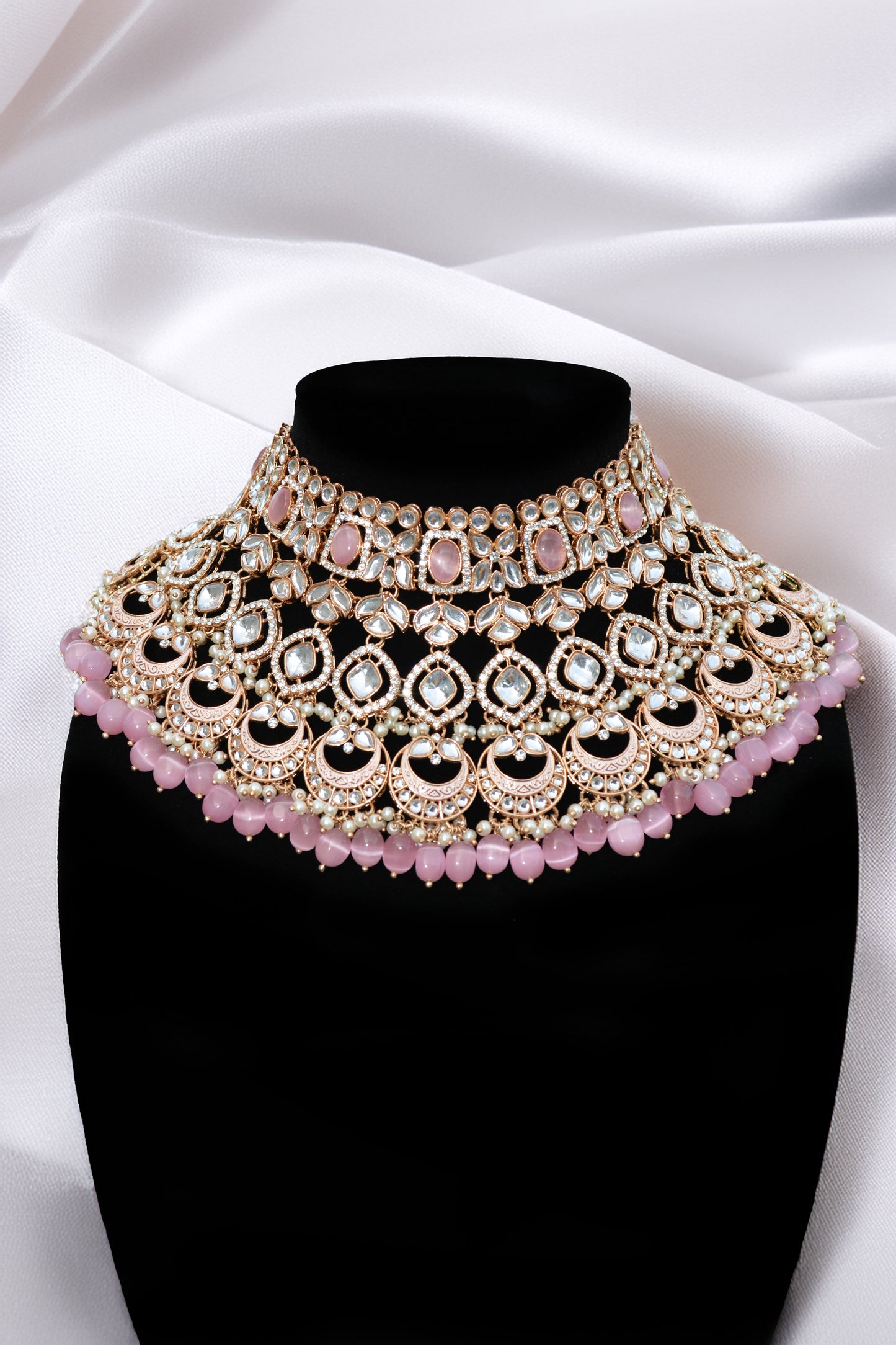 Premium Polki Kundan Pink Bridal Necklace