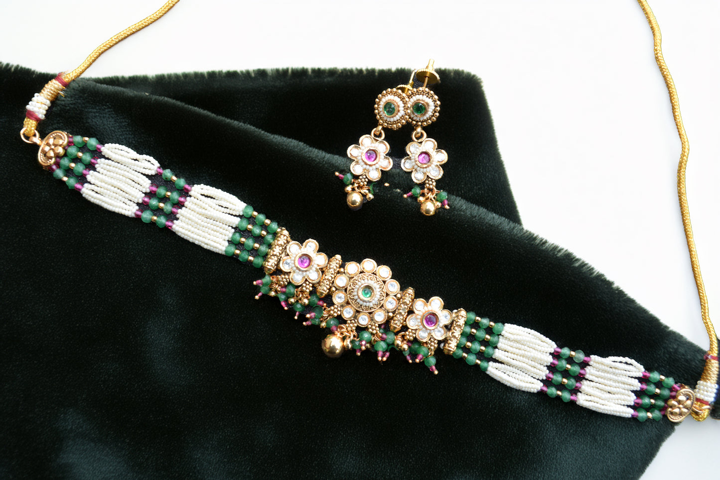 Green kundan choker necklace