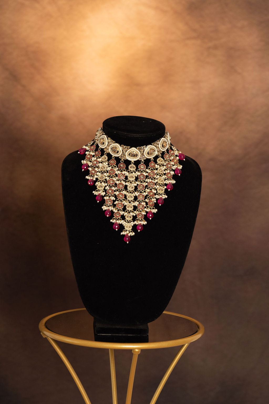 Pink kundan choker