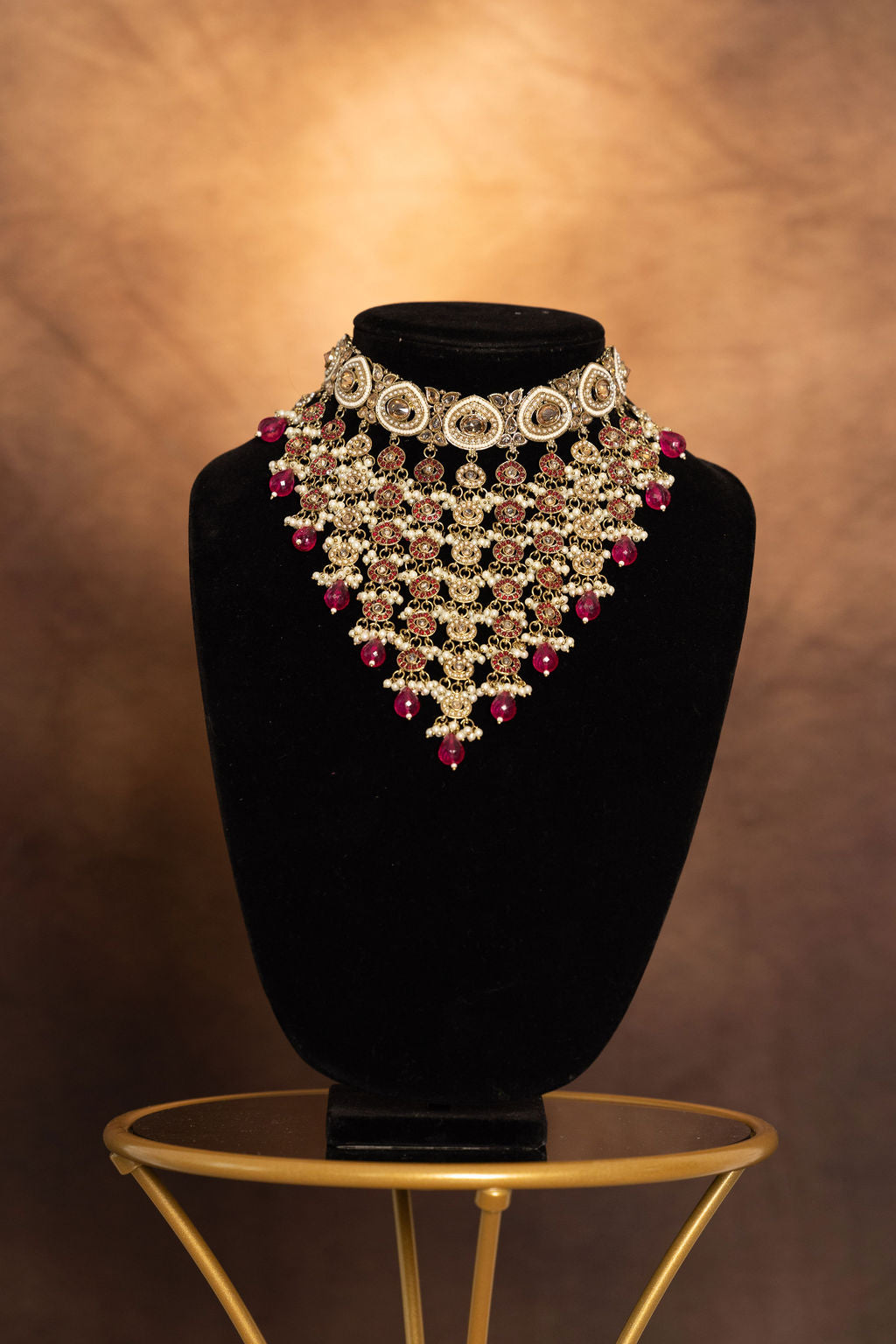 Pink kundan choker